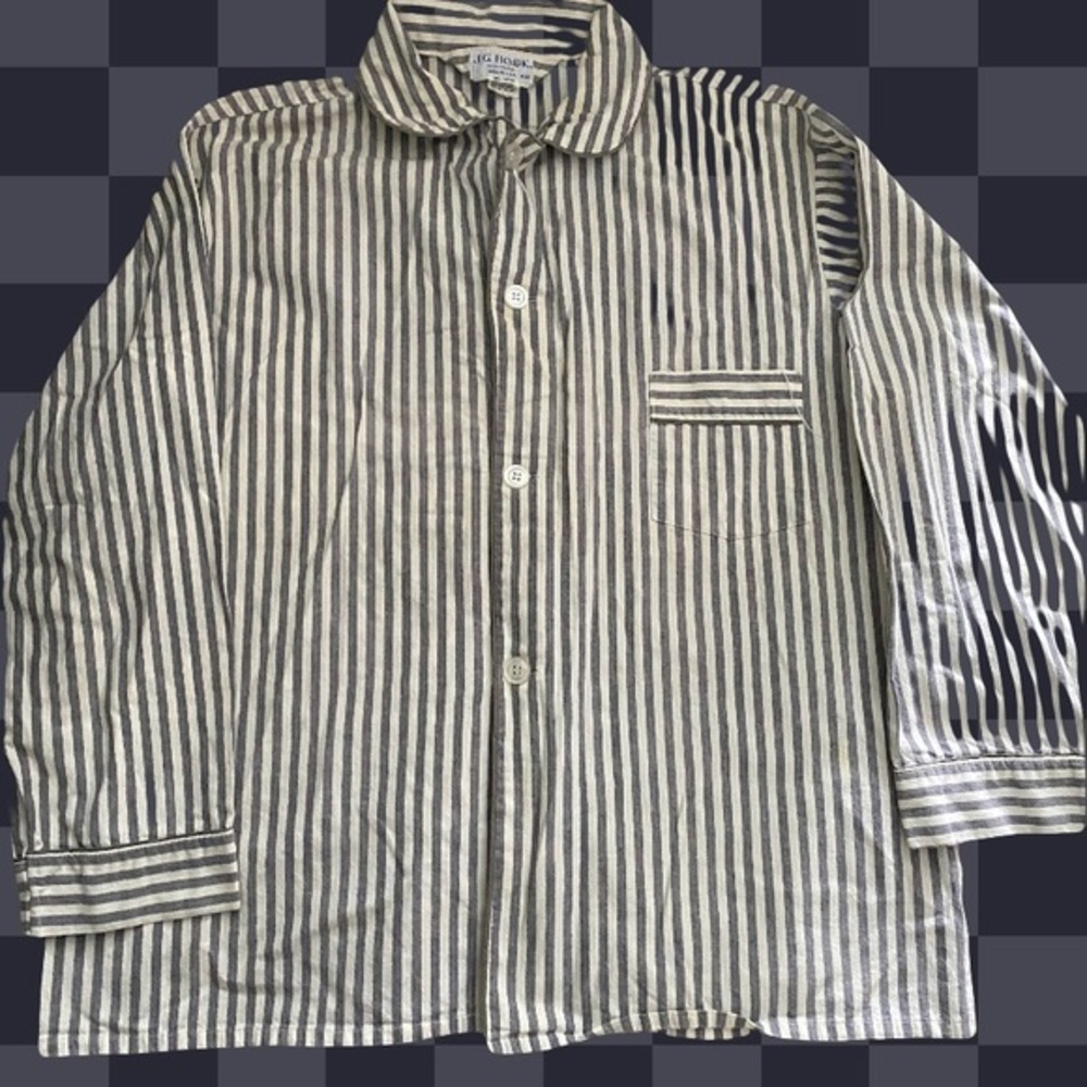 J.G Hook Men's vi take Striped Gray white button down shirt size XLG 100% cotton